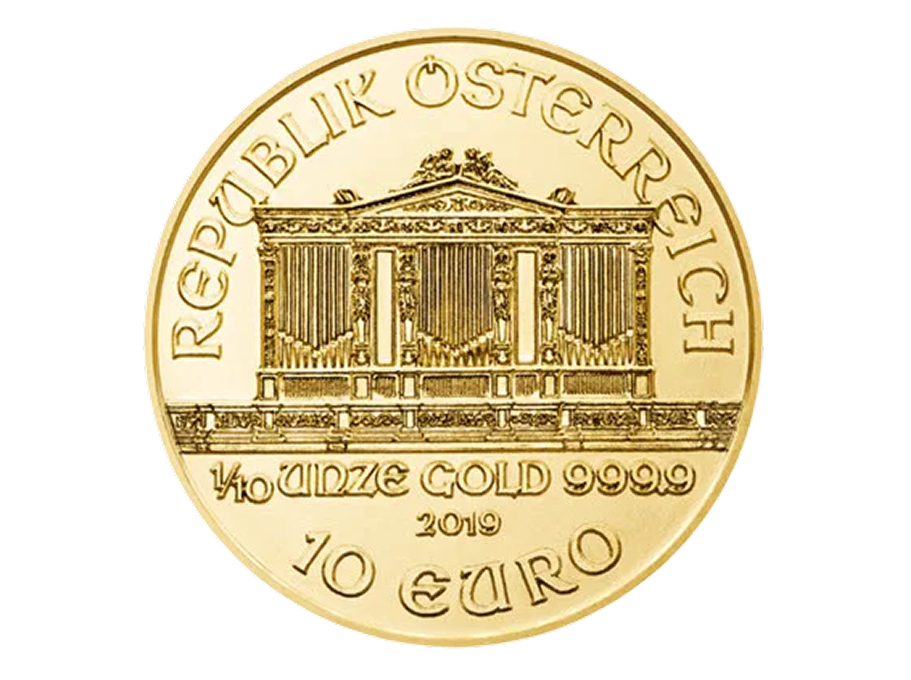 10 unče zlata Argor-Heraeus Zlati kovanec 1/10 oz – Dunajski filharmoniki - slika 1