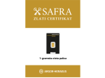SAFRA ZLATI CERTIFIKAT se izdaja za Zlato palico 1 g – Argor-Heraeus