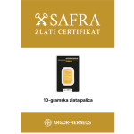 SAFRA ZLATI CERTIFIKAT se izdaja za Zlato palico 10 g – Argor-Heraeus