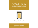 SAFRA ZLATI CERTIFIKAT se izdaja za Zlato palico 100 g – Argor-Heraeus
