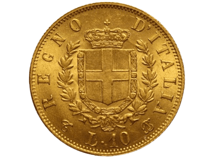 Zlati kovanec 10 Lire – Vittorio Emanuele II (Italija)-1 Zlati kovanec 10 Lire – Vittorio Emanuele II (Italija) - slika 1