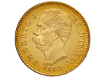 Zlati kovanec 20 Lire – Umberto I (Italija) - slika 2