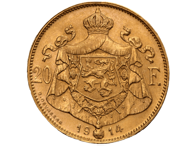 Zlati kovanec 20 frankov – Albert I (Belgija, 1914)-1 Zlati kovanec 20 frankov – Albert I (Belgija, 1914) - slika 1