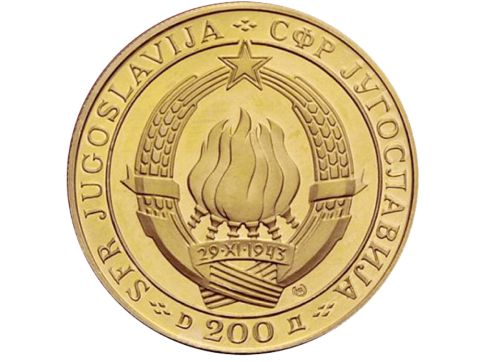Zlati kovanec 200 dinarjev – 25 let AVNOJ (Jugoslavija)-1 Zlati kovanec 200 dinarjev – 25 let AVNOJ (Jugoslavija) - slika 1