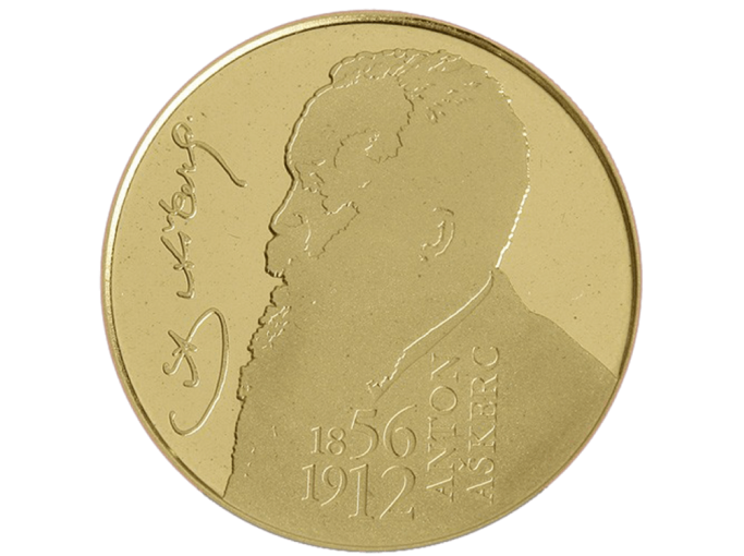 Zlati kovanec – 150 let rojstva pesnika Antona Aškerca (Slovenija, 2006)-1 Zlati kovanec – 150 let rojstva pesnika Antona Aškerca (Slovenija, 2006) - slika 1